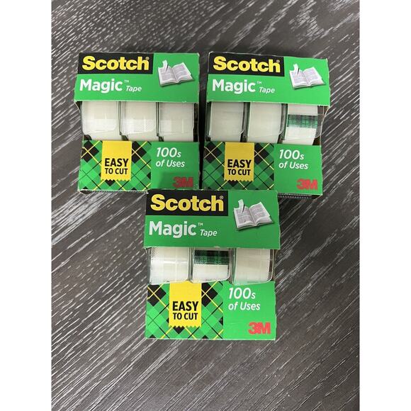 Scotch 3M Magic Tape Multipurpose Matte Finish 3/4" x 325" ea - 9 Rolls Total - Picture 1 of 4